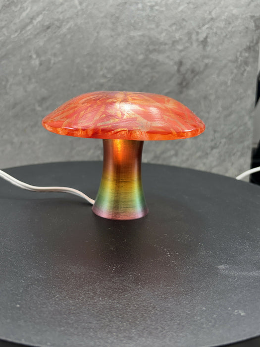Fused Glass Mushroom Light - Red, Orange, Pink