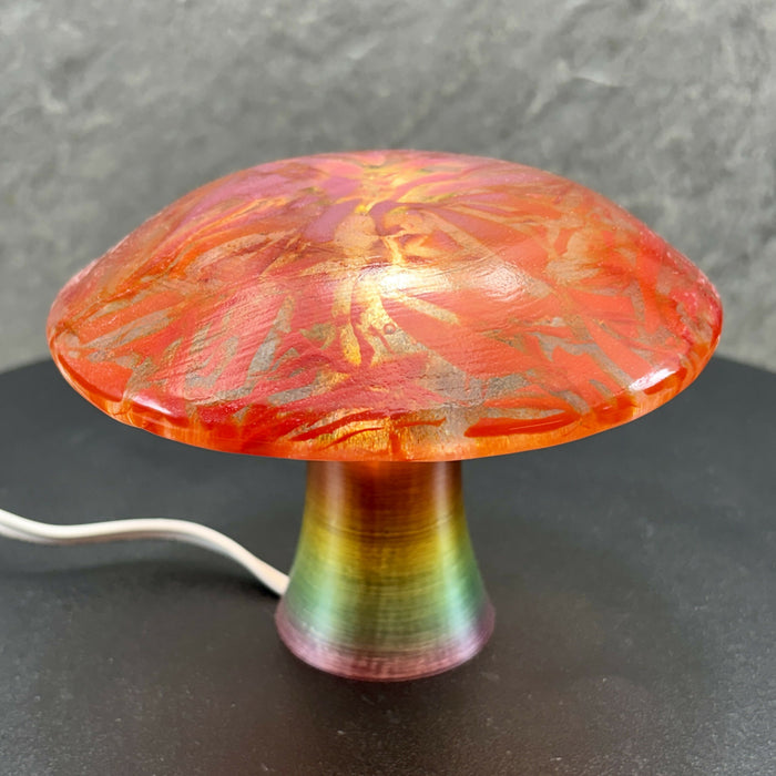 Fused Glass Mushroom Light - Red, Orange, Pink