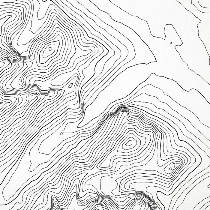 Close-up of contour lines that represent topography on the map poster of Lake Louise, Banff, Alberta, Canada.