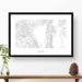 Framed black and white print of Lake Tahoe, California with topography art.