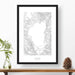 Topographic map of Lake Tahoe with a black frame.