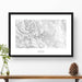 Framed black and white print of Longs Peak, Colorado with topography art.