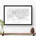 Framed travel art of Mammoth Cave National Park, featuring topography map art in black and white.