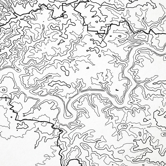 Zoomed in view of Mammoth Cave National Park poster with a topographic map.