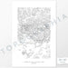 Example art map print of Mammoth Cave National Park. Art uses verticle orientation. Print shows landscape of the area using elevation data. On the artwork is a title and concise info of location and elevation. Custom map decor