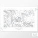 Map wall decor of Mammoth Mountain, California with modern map art in black and white.
