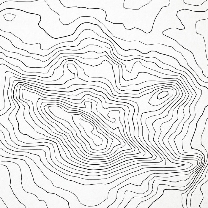 Close-up of black labels and contour lines for Mammoth Mountain Ski Area poster with map art.