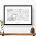 Framed black and white print of Mount Davis, Pennsylvania with topography art.