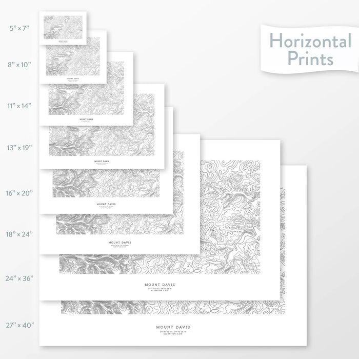 Topographic maps of Mount Davis, Pensylvania in multiple sizes, available as posters, framed print, and canvas or framed canvas.
