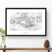 Framed black and white print of Mount Katahdin, Maine with topography art.