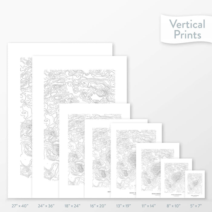 All sizes of Mount Monadnock, New Hampshire topography vertical prints.