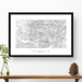 Framed black and white print of Mount Rainier National Park topography art. Text can be added to create a custom map poster as a travel gift.