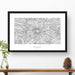 Framed black and white print of Mount Rainier, Washington with topography art.