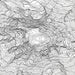 Close look at Mount Rainier's topographic map art. Clean lines give it a modern and minimalist style.