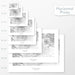 Available sizes for Mount Shasta, California topographic maps. 5x7, 8x10, 11x14, 16x20, 18x24, 24x36, and 27x40 posters shown. as black and white prints on a gray background.