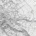 Close-up of black labels and contour lines for Mount Shasta, California poster with map art.