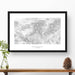 Framed travel art of Mount Washington, New Hampshire, featuring topography map art in black and white.