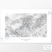 Horizontal custom topo map print of Mount Washington, New Hampshire. Contour lines show the topography of the area. Mountain artwork