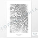 Mount Whitney, California poster with black and white contour lines to represent topography
