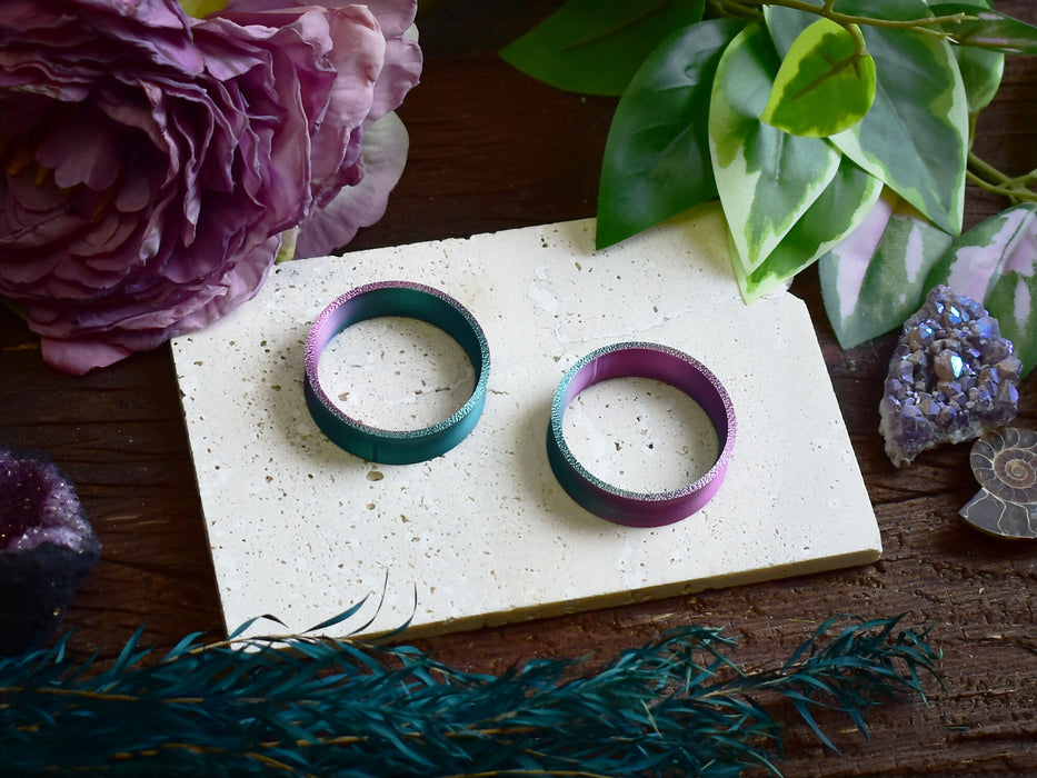 Ear Tunnels 10-100mm Green Purple | Pair | Ultra Light Thin-wall Ear Plugs | Gauge Earrings | Gauged Plugs