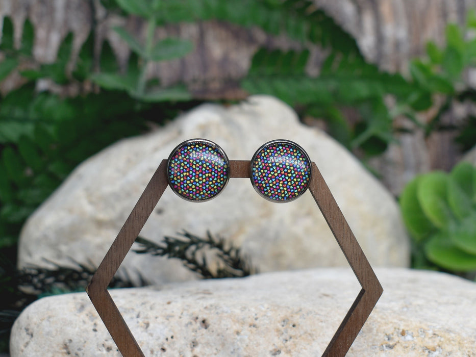 Stud Earrings With Resin Cabochon #299