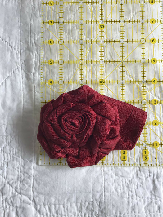 Upcycled tie brooch, necktie rose pin