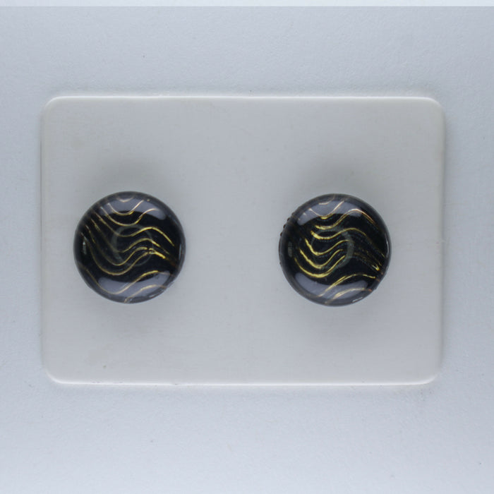 Golden Wave Earrings, Magnetic, Hypoallergenic Surgical Steel Stud or Clip-on