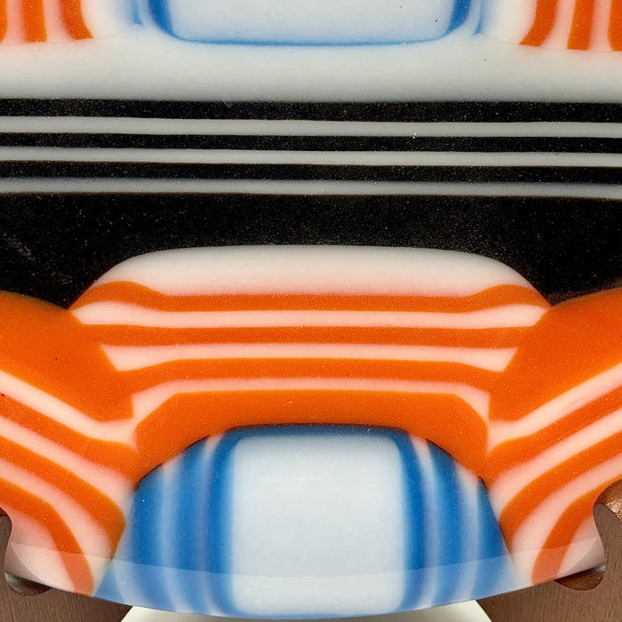 Fused Glass Decorative Plate - Orange, Blue, White, Black