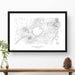 Framed travel art of Ngorongoro Crater, Tanzania featuring topography map art in black and white.