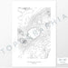 Ngorongoro Crater Conservation Area poster with topograpy contour lines in black on a white background. Customizable text makes it a great map art gift idea.