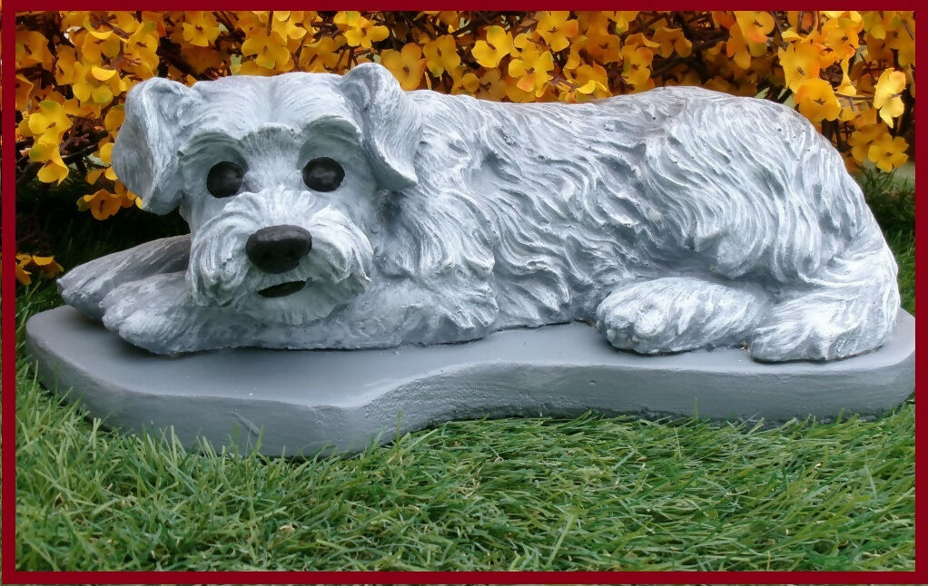 Concrete Schnauzer Dog statue figurine, indoor outdoor Garden Decor, Various Finishes, Pet Loss Gift, Grave Marker, Dog Lovers Gift