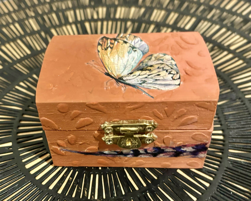 Orange Handpainted Wooden Trinket Box