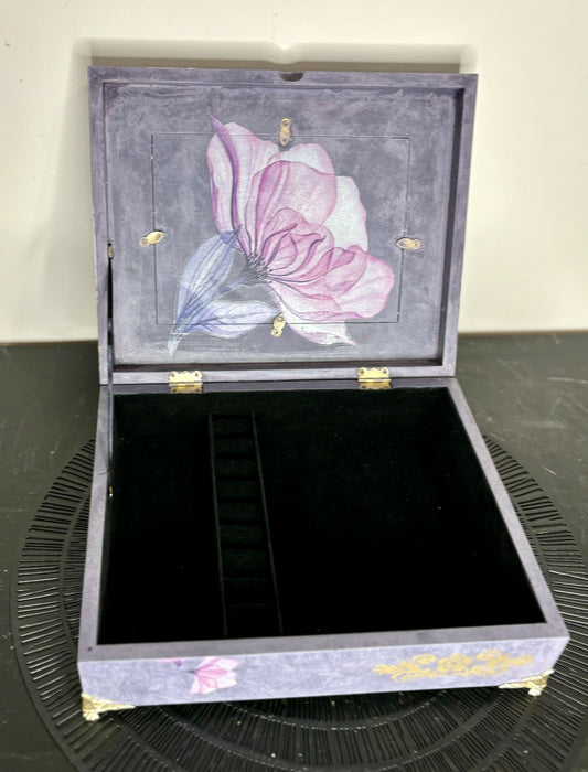 Violet Painted Vintahe Jewelry Box