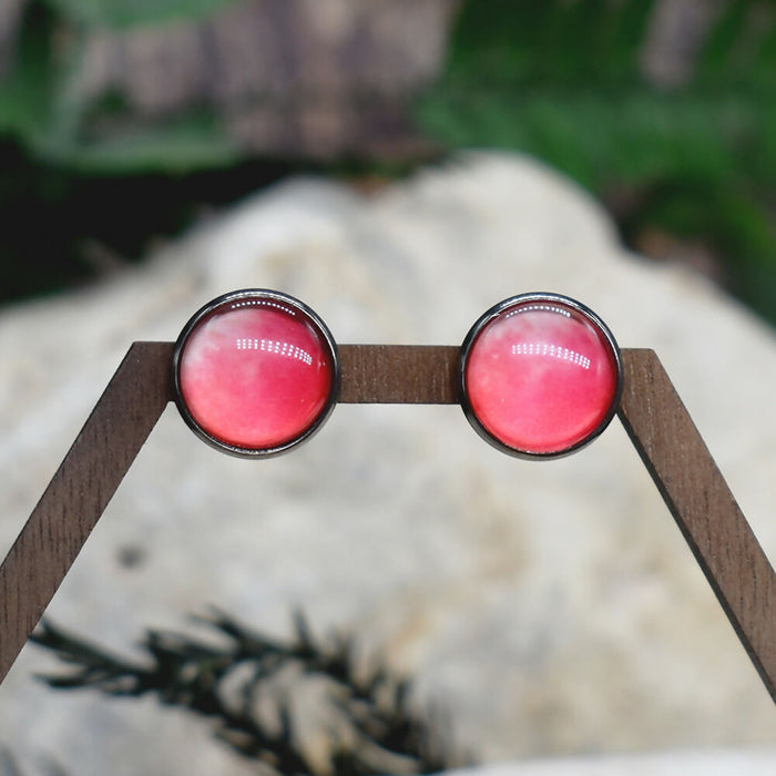 Stud Earrings With Resin Cabochon #265