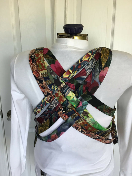 XL 2XL Upcycled tie vest, woven back tunic