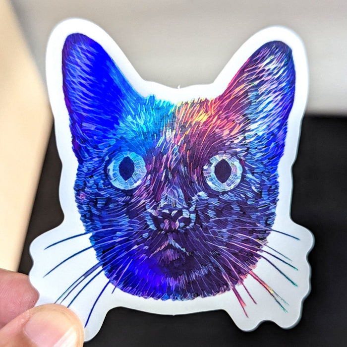 Black Cat Holographic Sticker