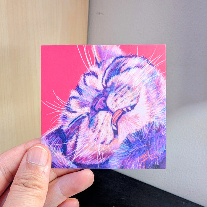 Close Encounters Collection - "Eepy" Non-Holographic Matte Sticker - Close Up of a Sleepy Cat