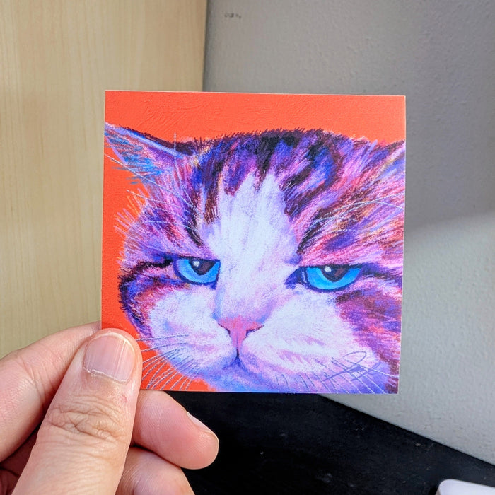 Close Encounters Collection - "Disappoint" Non-Holographic Matte Sticker - Close Up of a Disappointed Cat