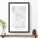 National park print of Petrified Forest with black and white topography in a black 24x36 vertical frame.