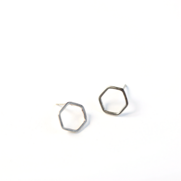 Hexa Small Stud Earrings in Sterling Silver