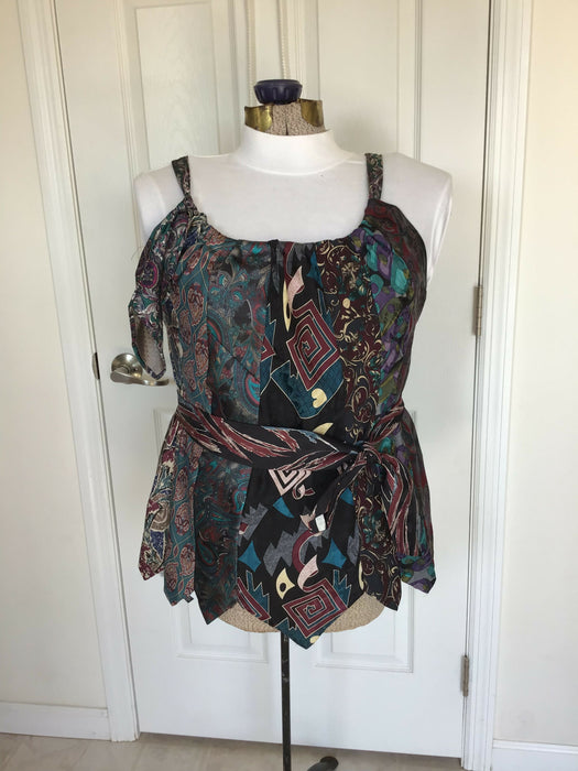 Silky upcycled sleeveless top from mens ties (XS-L)
