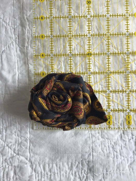 Upcycled tie brooch, necktie rose pin