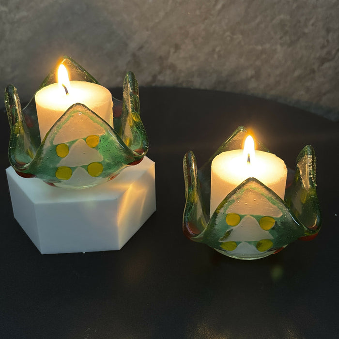 Small Fused Glass Votives - Yellow, Green, Red
