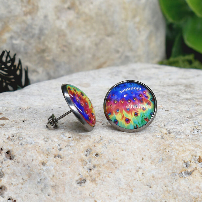 Stud Earrings With Resin Cabochon #312