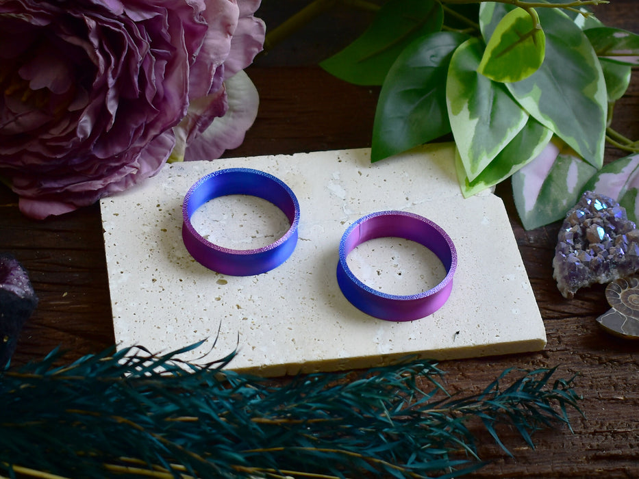 Ear Tunnels 10-100mm Blue Magenta | Pair | Ultra Light Thin-wall Ear Plugs | Gauge Earrings | Gauged Plugs