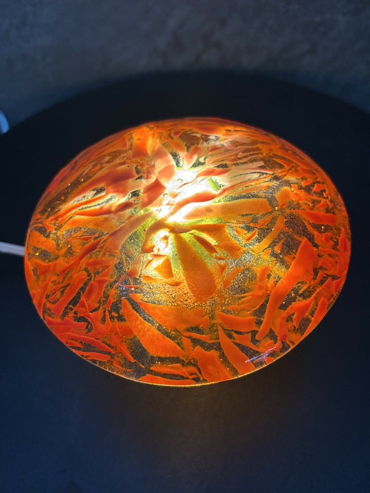 Fused Glass Mushroom Light - Red, Orange, Pink