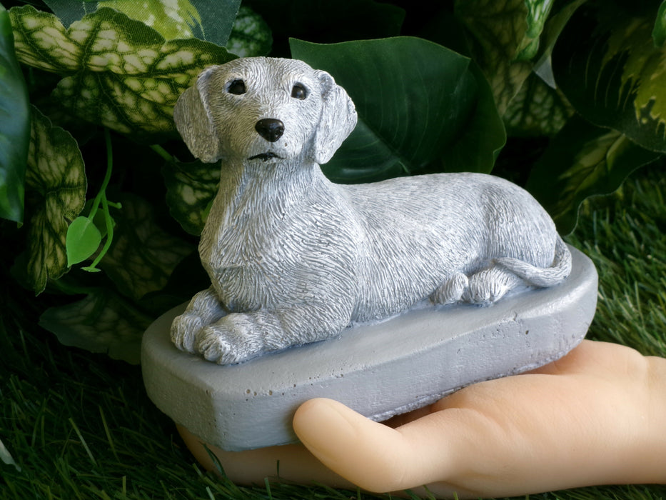 Dachshund Concrete Urn Decoration Figurine 2-1/2 x 5-1/4 x 3-1/2" high