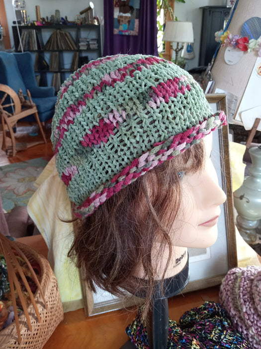 Soft Spring Hat in Rose and Green