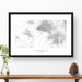 Framed black and white print of Saguaro National Park with topography art.