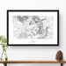 Framed black and white print of Mount Sneffels, Colorado with topography art.